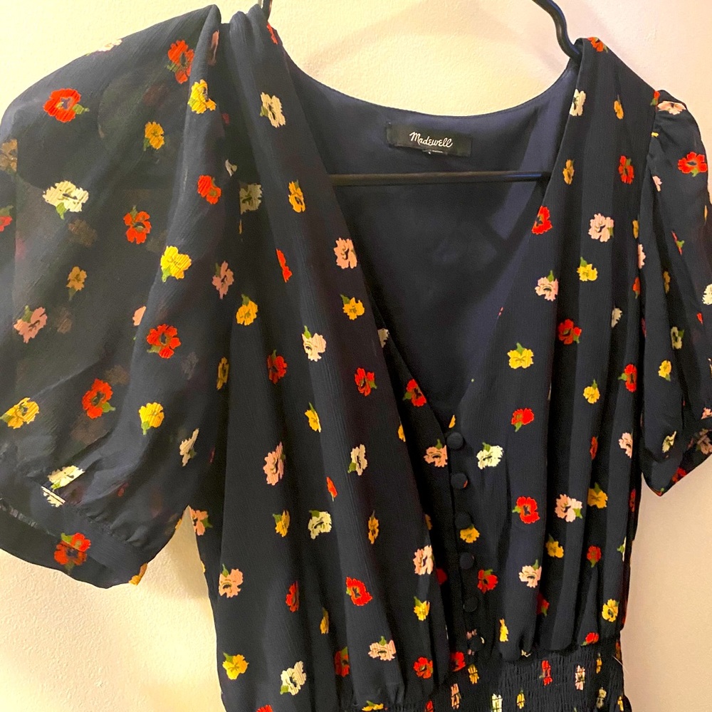 Madewell XS Navy Blue Floral Dress